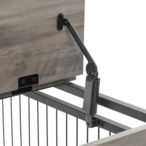 Furniture-Style Dog Crate Side Table with Wheels – Grey