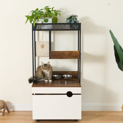 Cat Litter Box Enclosure with Cat Tree Tower