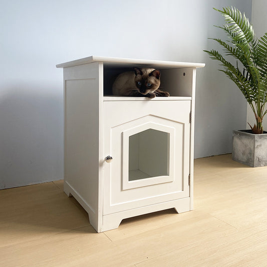 Wooden Cat Toilet Cabinet with Cozy Nest Space