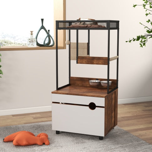 Cat Litter Box Enclosure with Cat Tree Tower