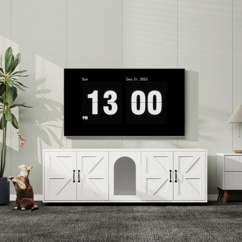 Modern Dual Cat Litter Box Furniture – White