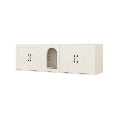 Modern Dual Cat Litter Box Furniture – White