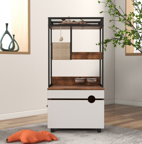Cat Litter Box Enclosure with Cat Tree Tower