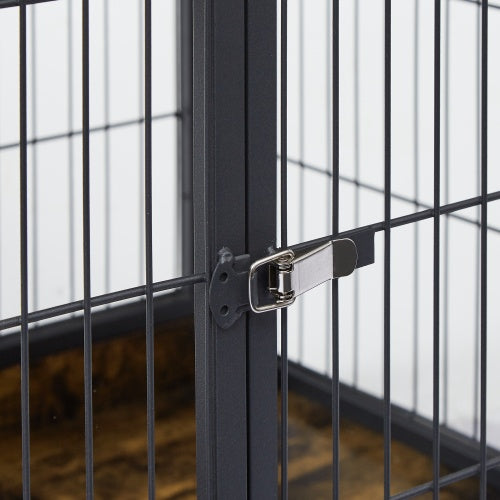 Furniture Style Dog Crate Side Table On Wheels With Double Doors And Lift Top