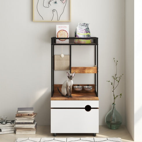 Cat Litter Box Enclosure with Cat Tree Tower