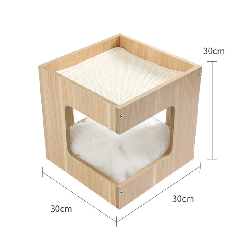 Solid Wood Double-Layer Sisal Cat Nest