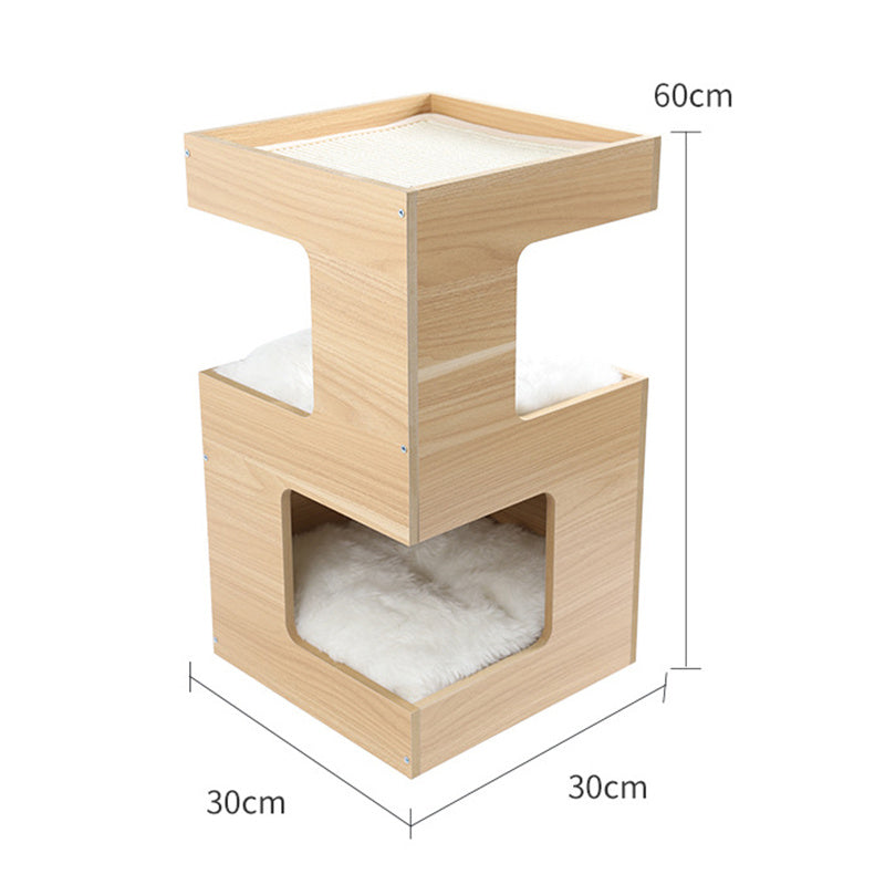Solid Wood Double-Layer Sisal Cat Nest