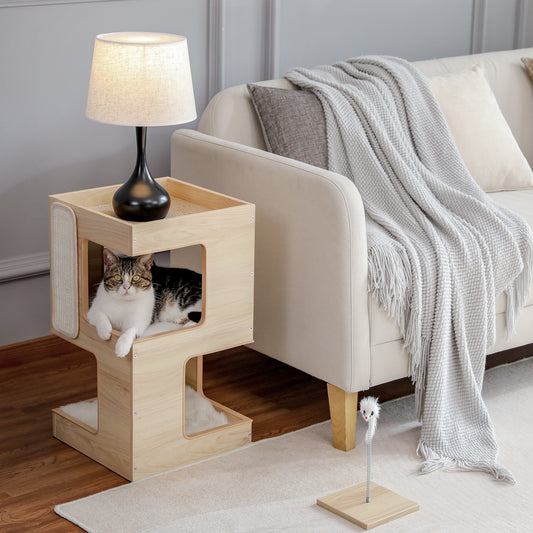 Solid Wood Double-Layer Sisal Cat Nest