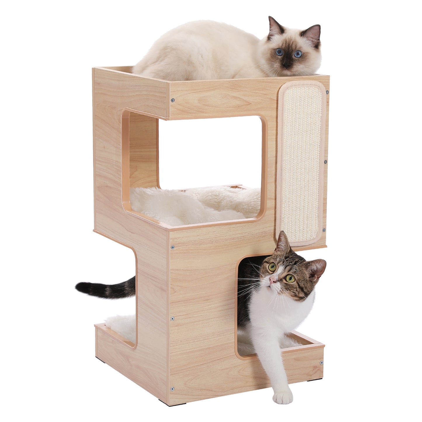 Solid Wood Double-Layer Sisal Cat Nest